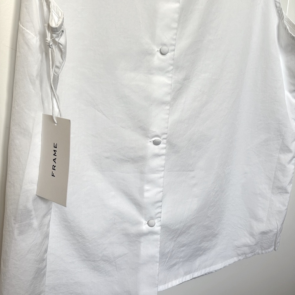 NWT [Frame] High Neck Sleeveless Ruffle Back Button Blouse Top White Women’s S - Picture 10 of 14